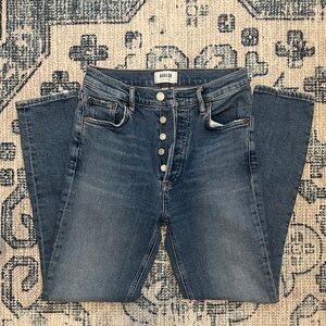 Agolde Faded Blue Button-Fly High-Rise Jeans